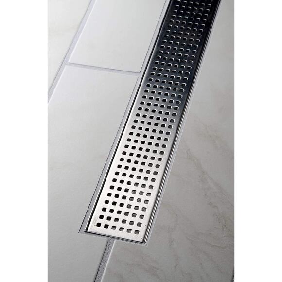 Designline 28 in. Stainless Steel Shower Linear Drain Square Grate - Picture 4 of 8